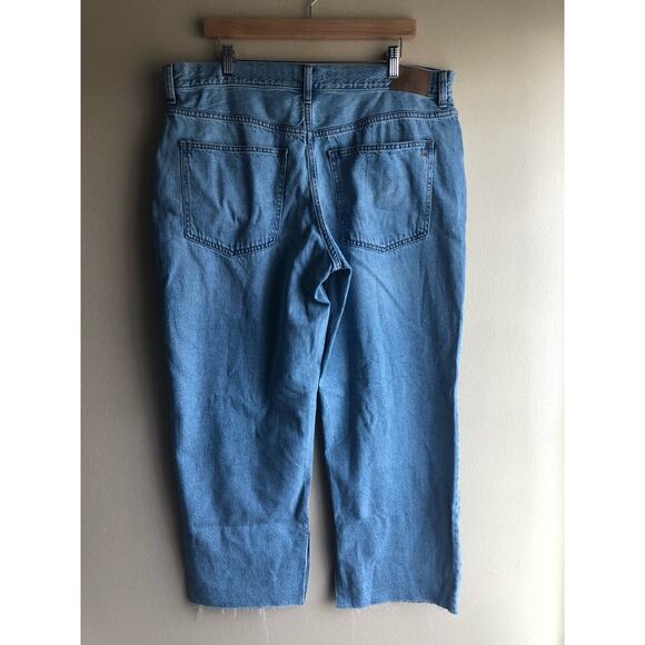 New Madewell Petite Baggy Straight Jeans in Seebald Wash Raw Hem Blue Size 33P - Picture 9 of 16